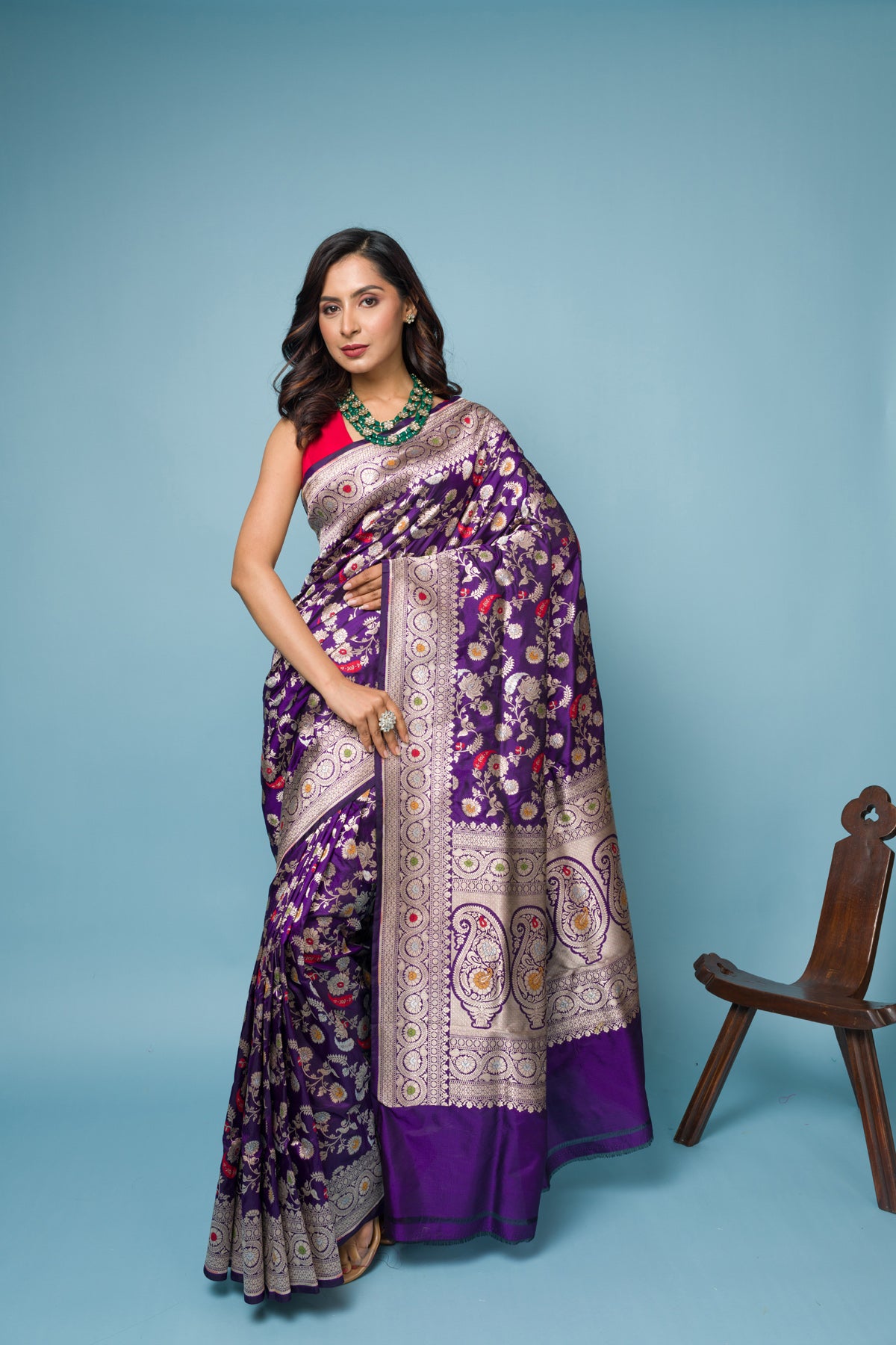 Purple Pure Katan Silk Banarasi Handloom Saree with Zari work