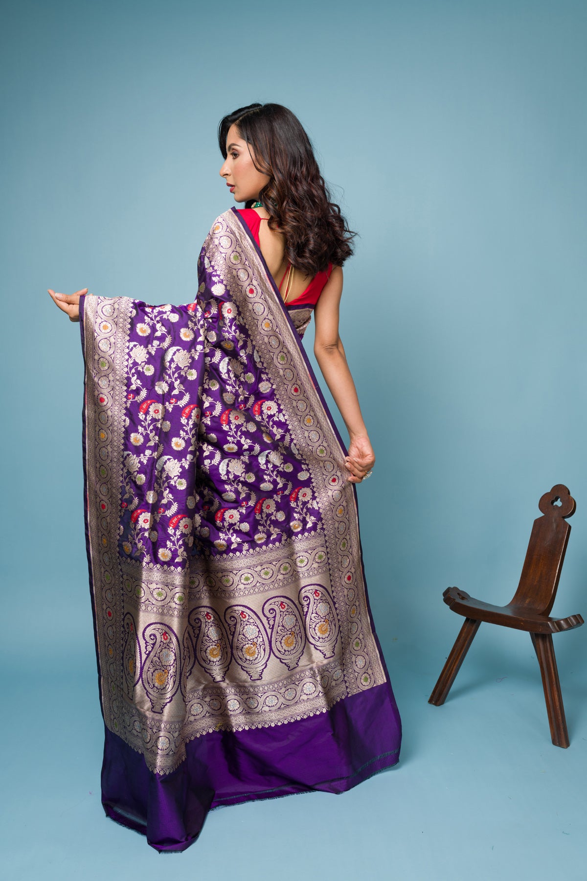 Purple Pure Katan Silk Banarasi Handloom Saree with Zari work