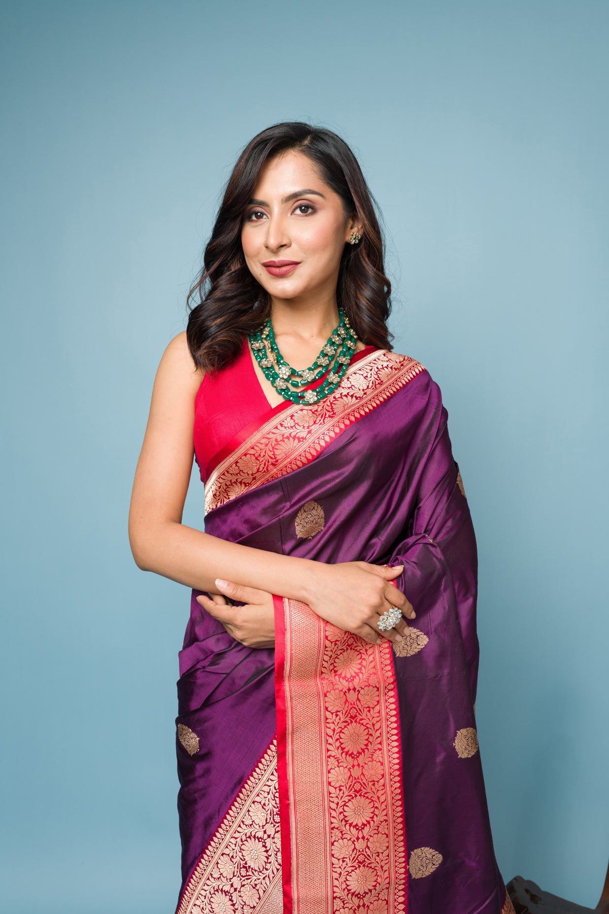 Red Wine Pure Katan Silk Banarasi Handloom Saree with Zari work