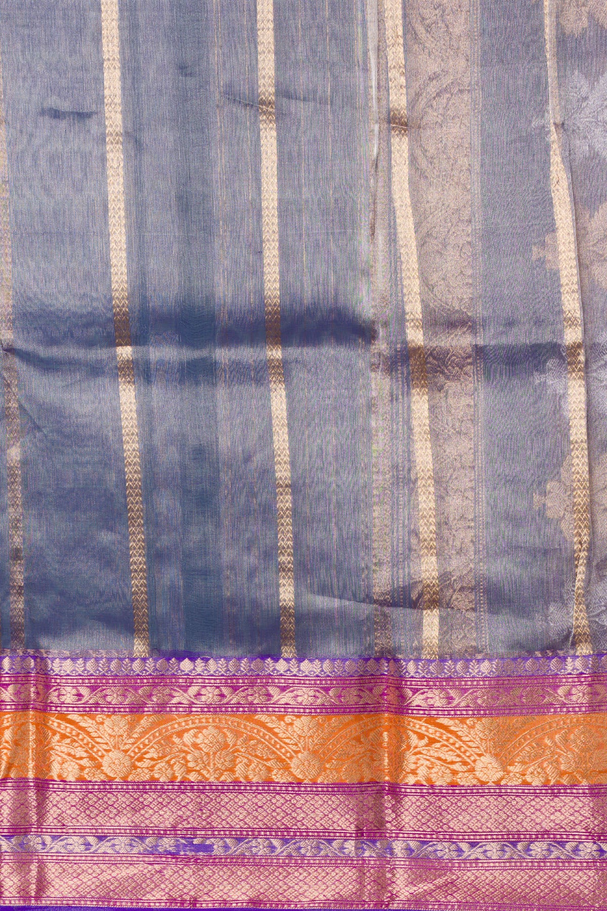 Pink Grey Pure Tissue Silk Banarasi Handloom Saree with Zari work