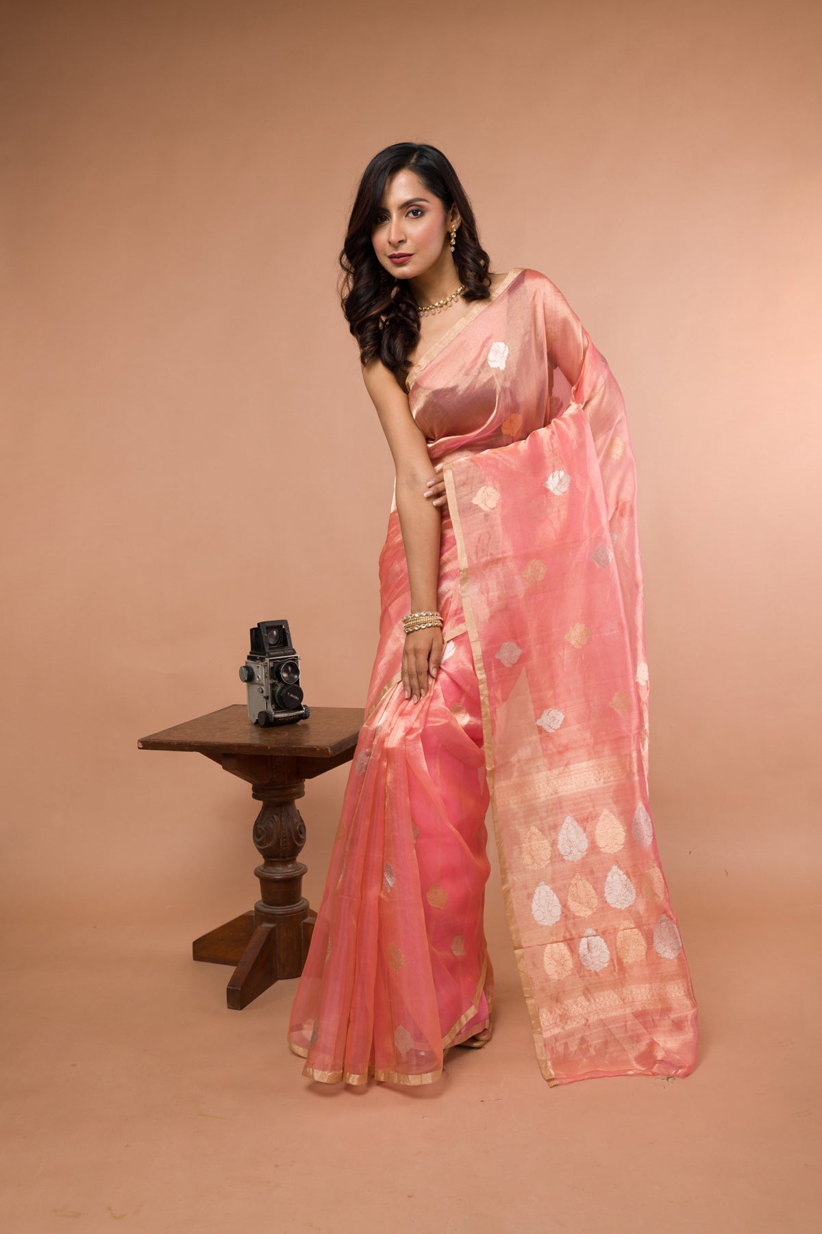 Pink Pure Tissue Silk Banarasi Handloom Saree with Zari work