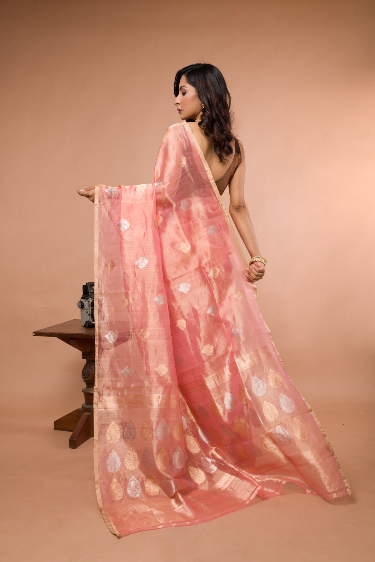 Pink Pure Tissue Silk Banarasi Handloom Saree with Zari work