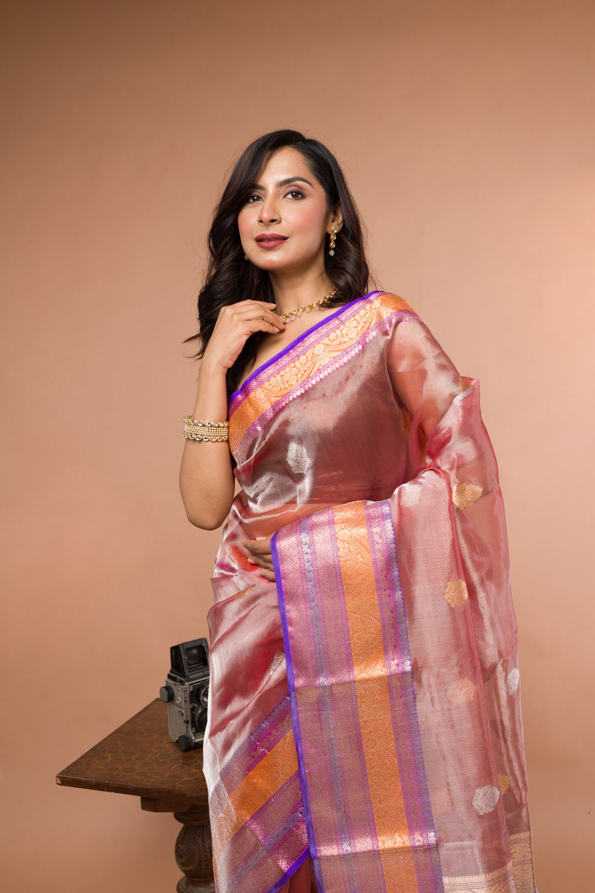 Multicolor Pure Tissue Silk Banarasi Handloom Saree with Zari work