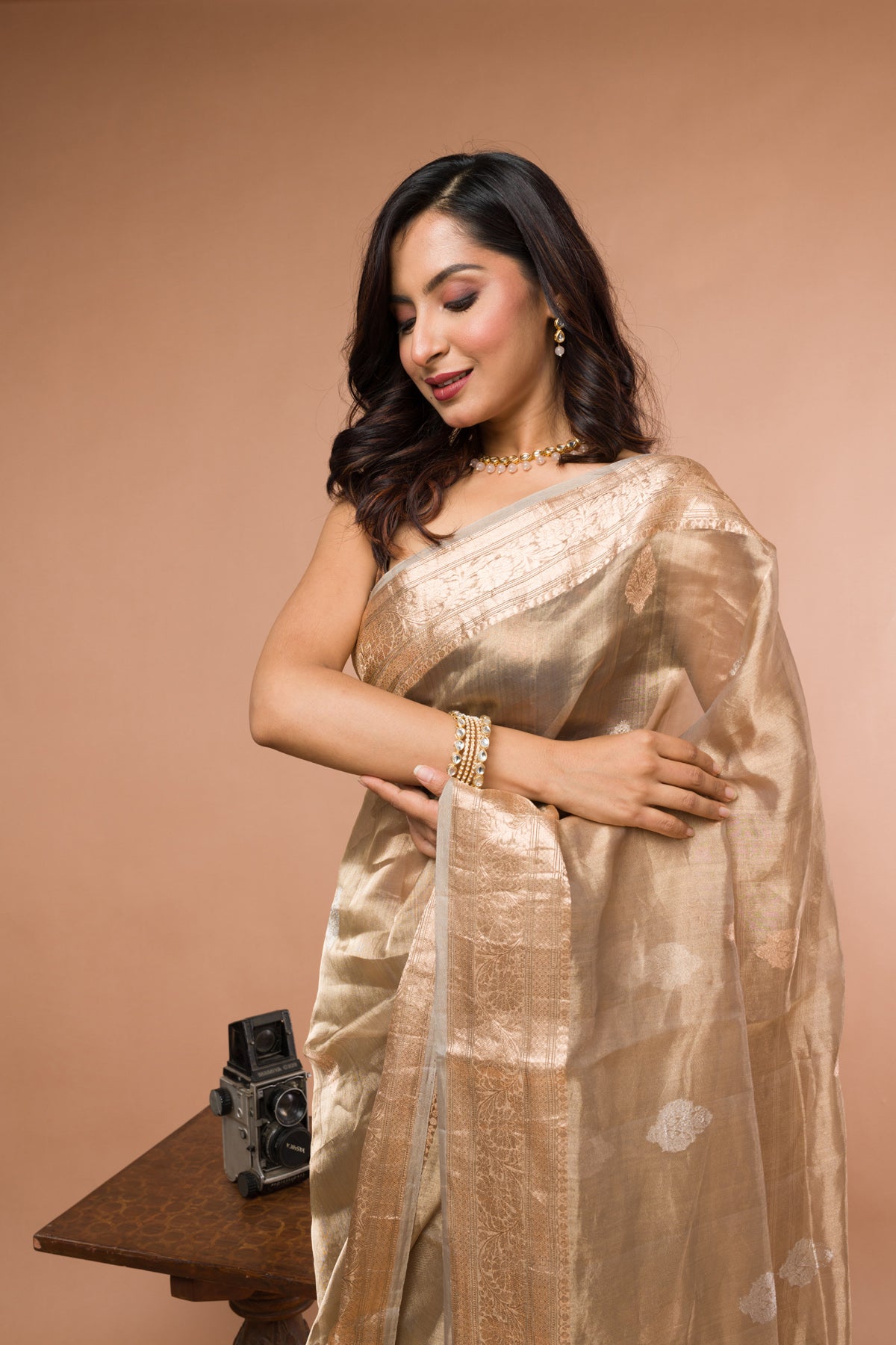 Pestel color Pure Tissue Silk Banarasi Handloom Saree with Zari work