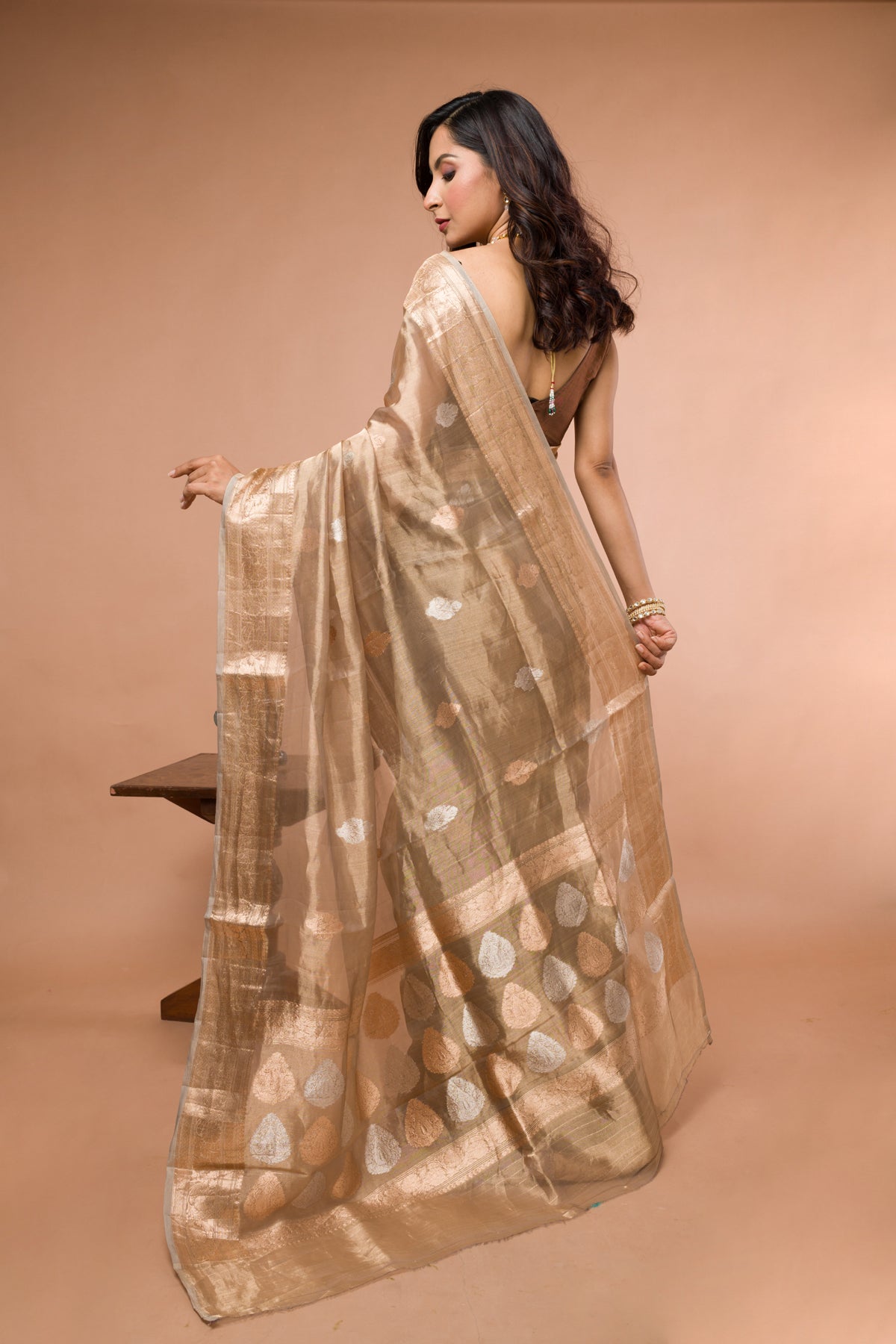 Pestel color Pure Tissue Silk Banarasi Handloom Saree with Zari work