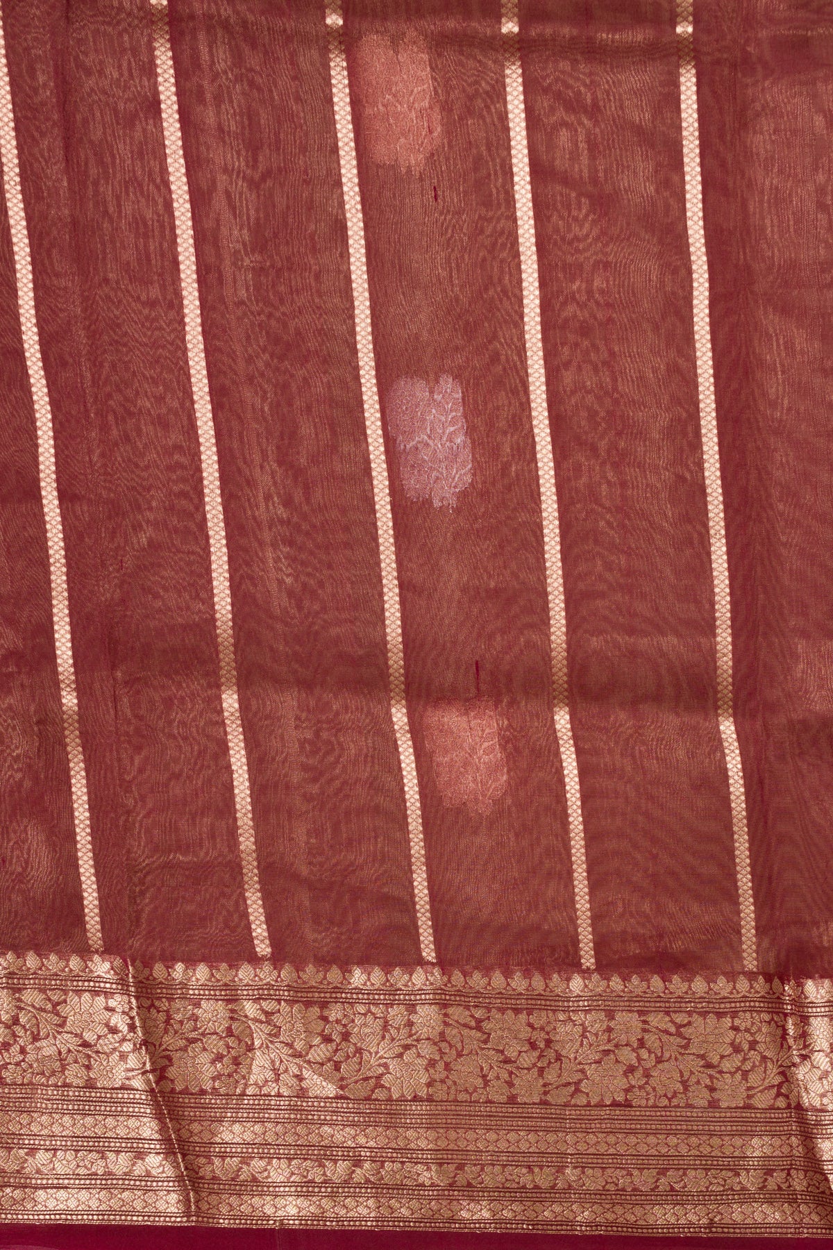 Peach Pure Organza Silk Banarasi Handloom Saree with Zari work