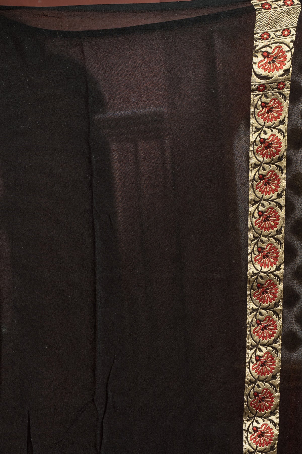 Black Multicolor Pure Chiffon Silk Khaddi Georgette Banarasi Handloom Saree with Zari work