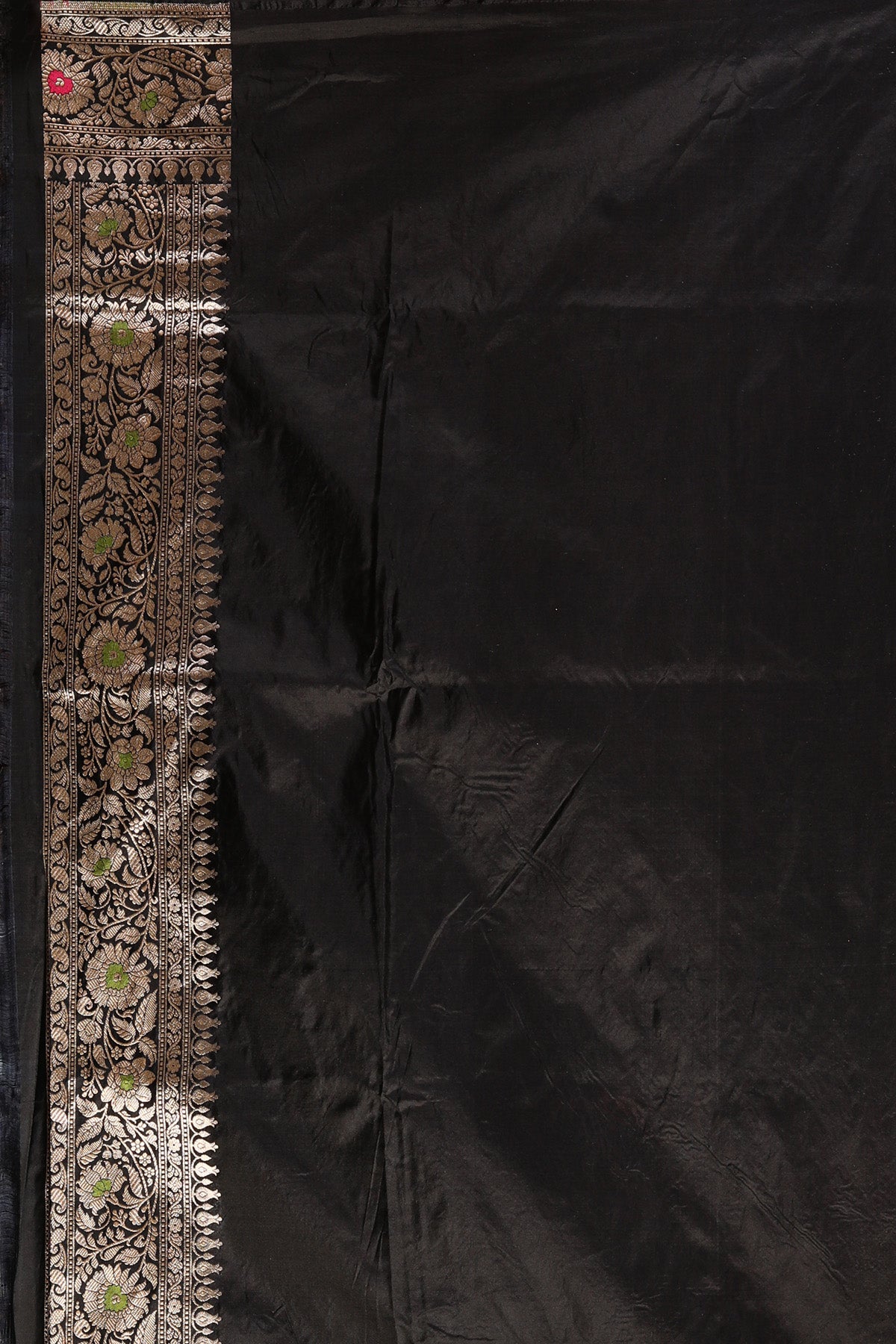 Black Meena Pure Katan Silk Banarasi Handloom Saree with Zari work