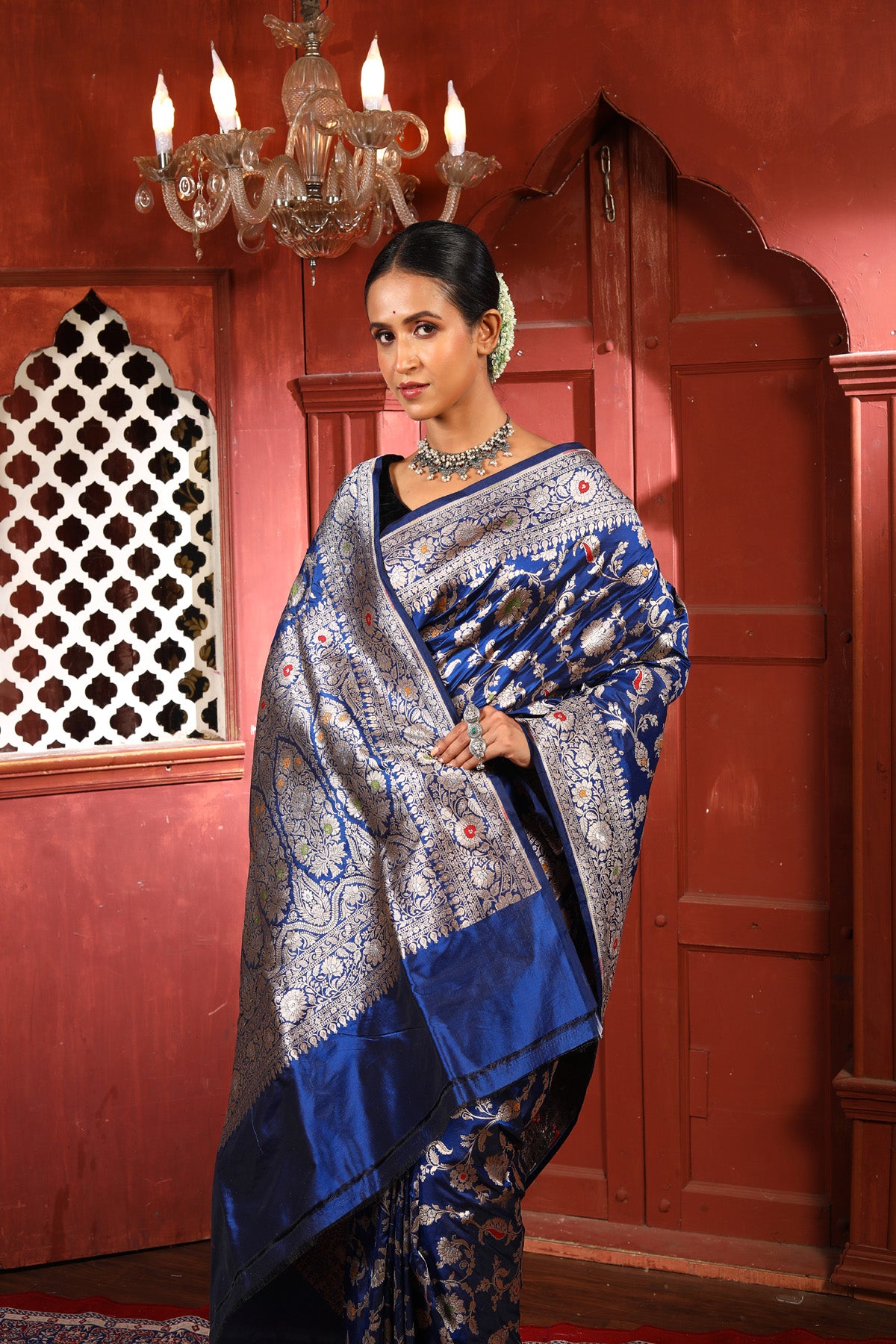 Blue Pure Katan Silk Banarasi Handloom Saree with Zari work