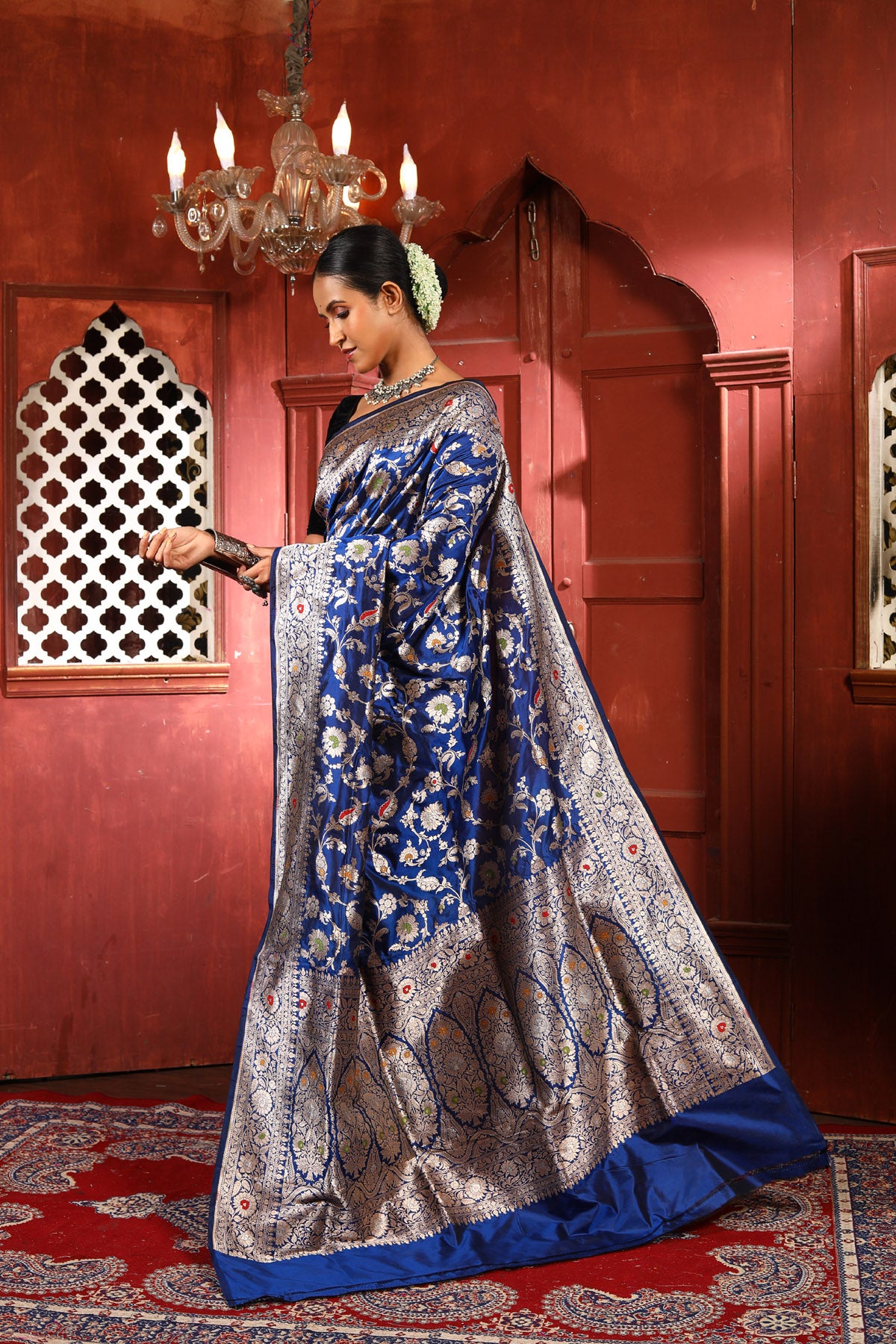 Blue Pure Katan Silk Banarasi Handloom Saree with Zari work