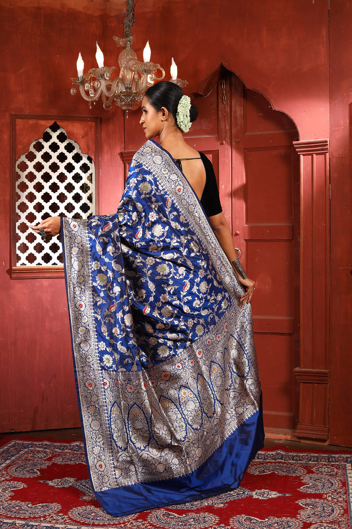 Blue Pure Katan Silk Banarasi Handloom Saree with Zari work
