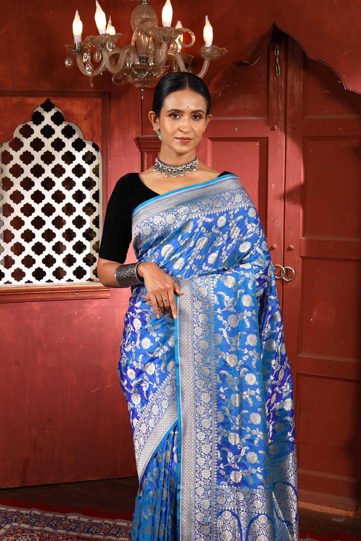Blue Pure Katan Silk Banarasi Handloom Saree with Zari work