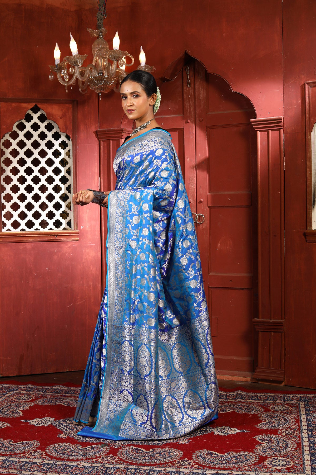 Blue Pure Katan Silk Banarasi Handloom Saree with Zari work