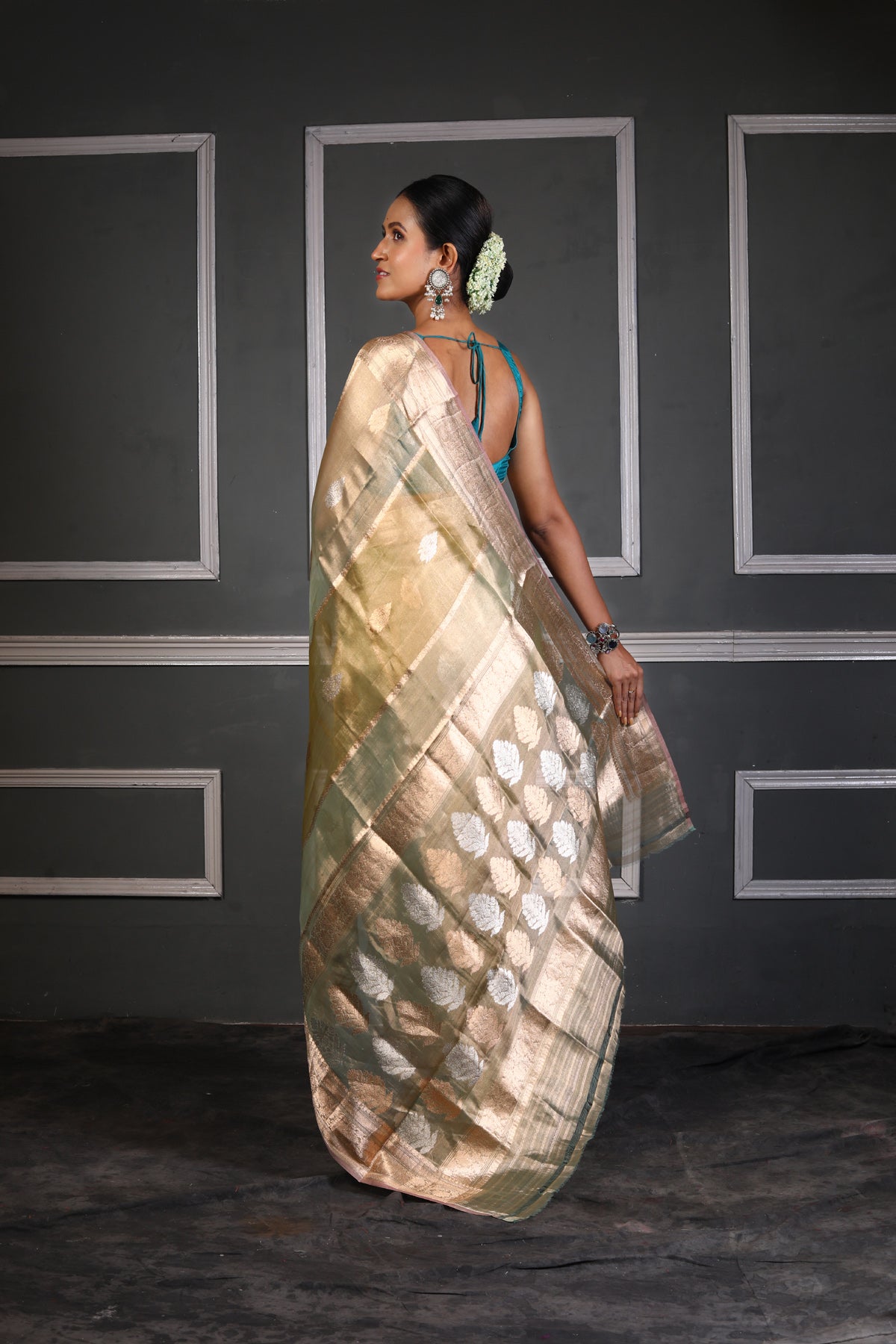 Multicolor Pure Tissue Silk Banarasi Handloom Saree with Zari work