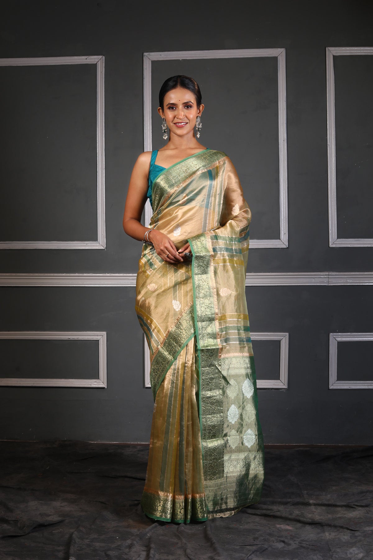 Multicolor Pure Tissue Silk Banarasi Handloom Saree with Zari work