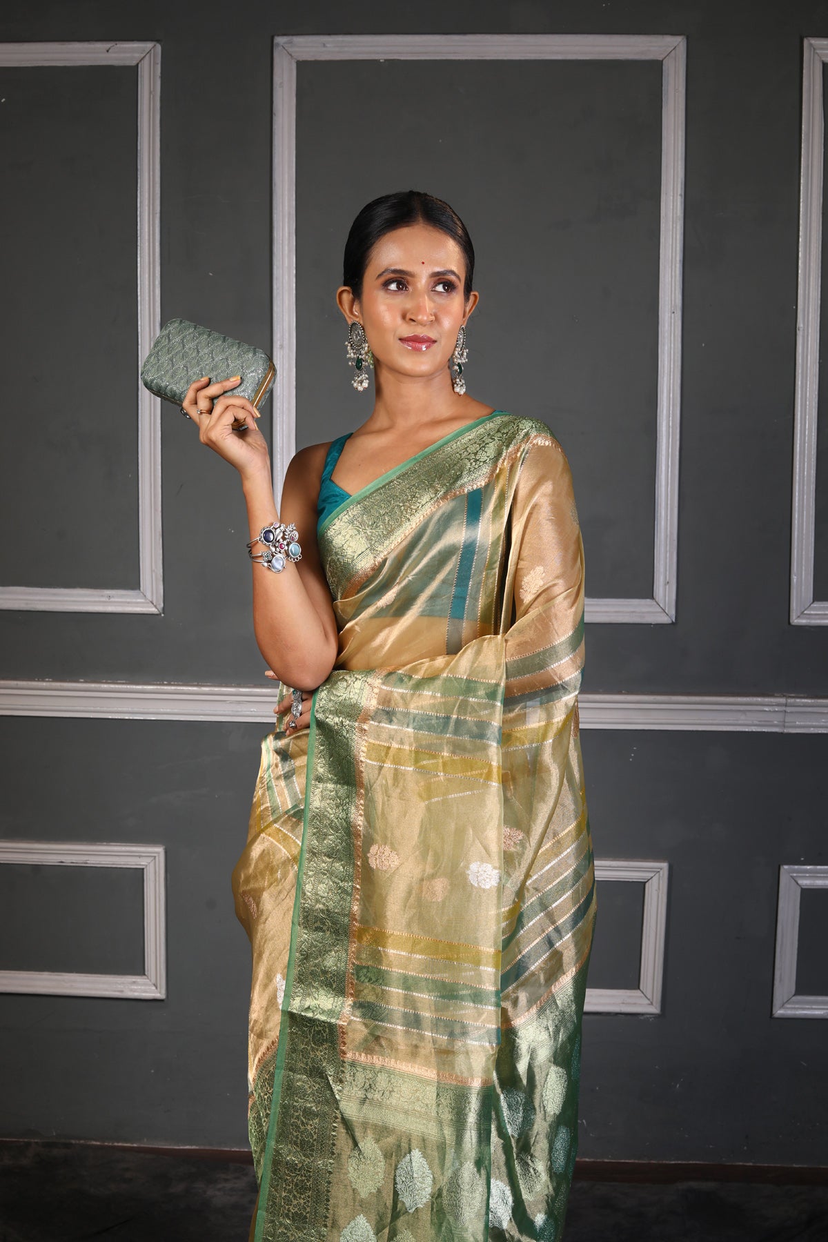 Multicolor Pure Tissue Silk Banarasi Handloom Saree with Zari work