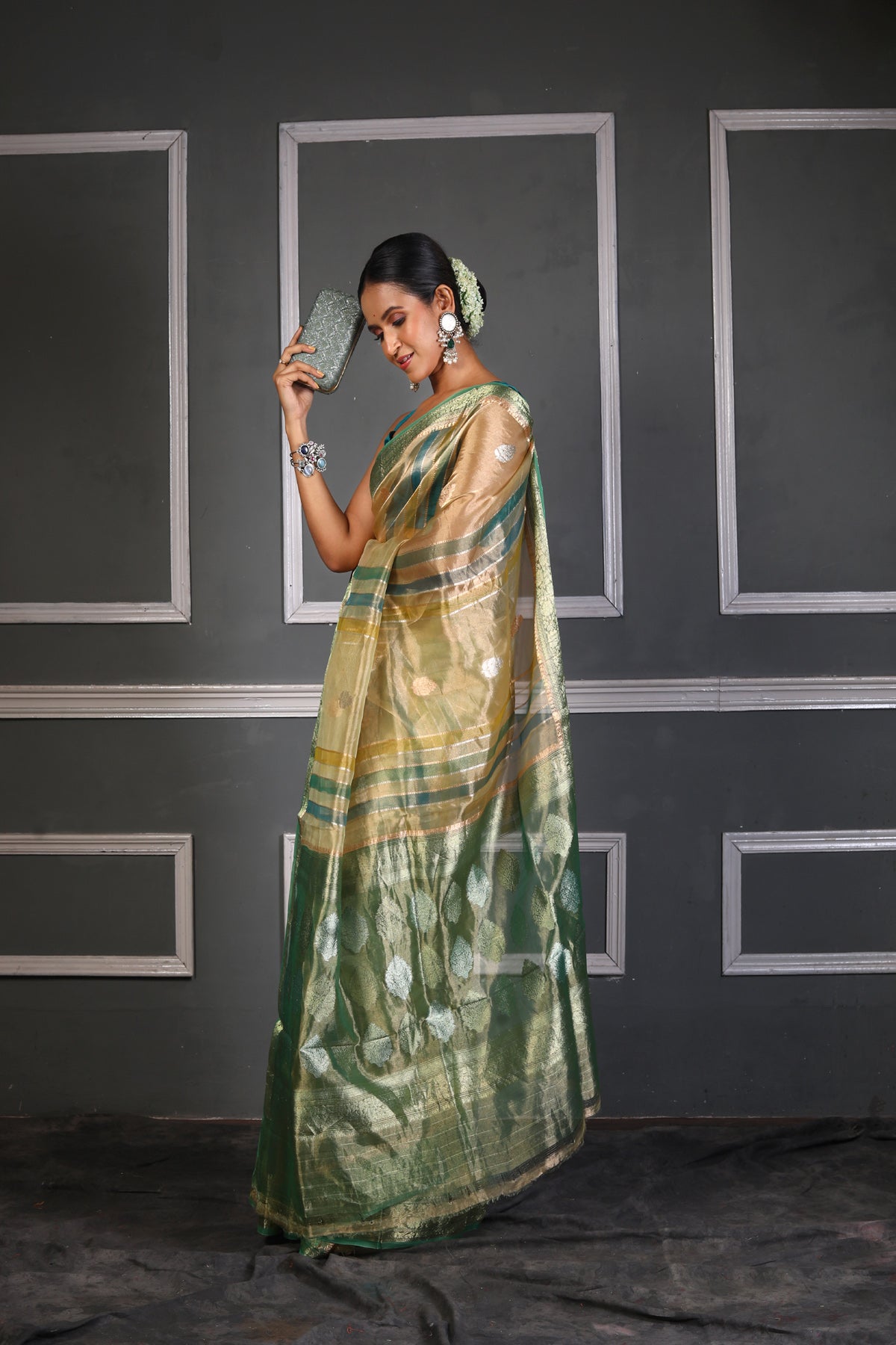 Multicolor Pure Tissue Silk Banarasi Handloom Saree with Zari work
