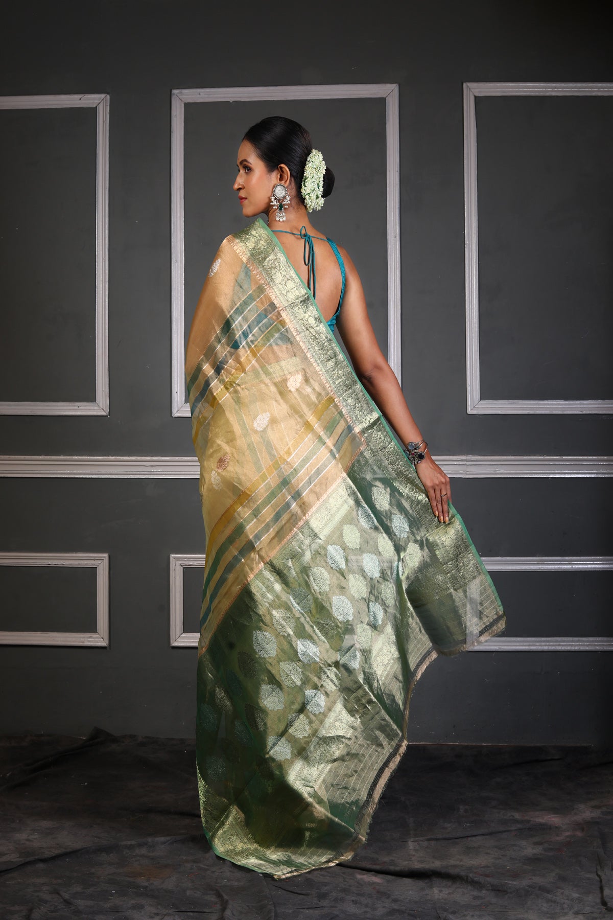 Multicolor Pure Tissue Silk Banarasi Handloom Saree with Zari work