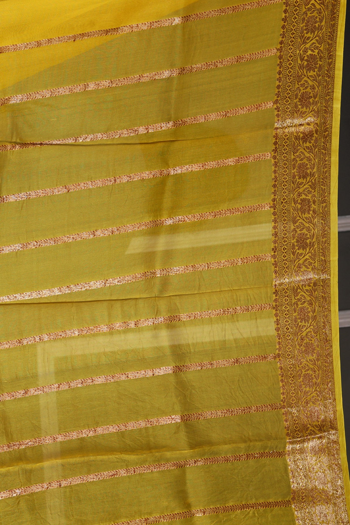 Yellow Pure Organza Silk Banarasi Handloom Saree with Zari work