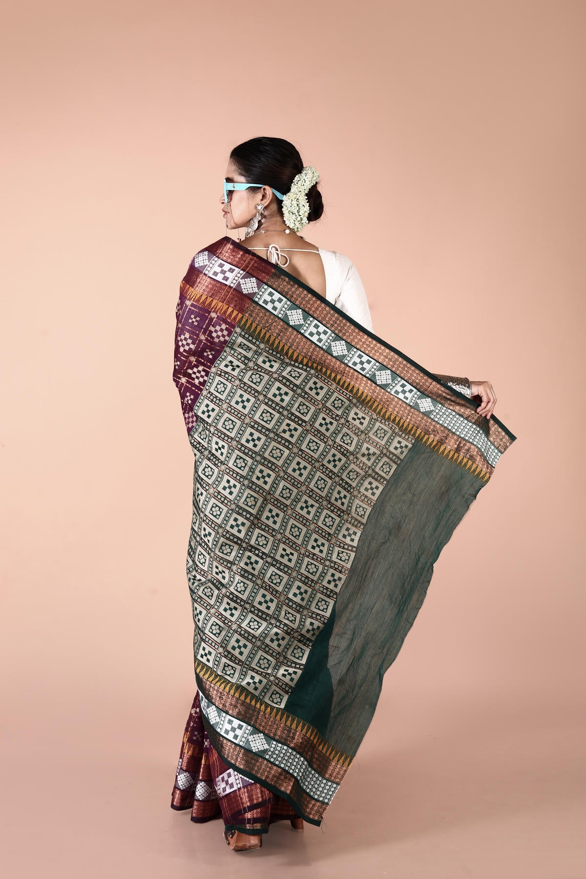 Magenta Viscose cotton Banarasi Saree