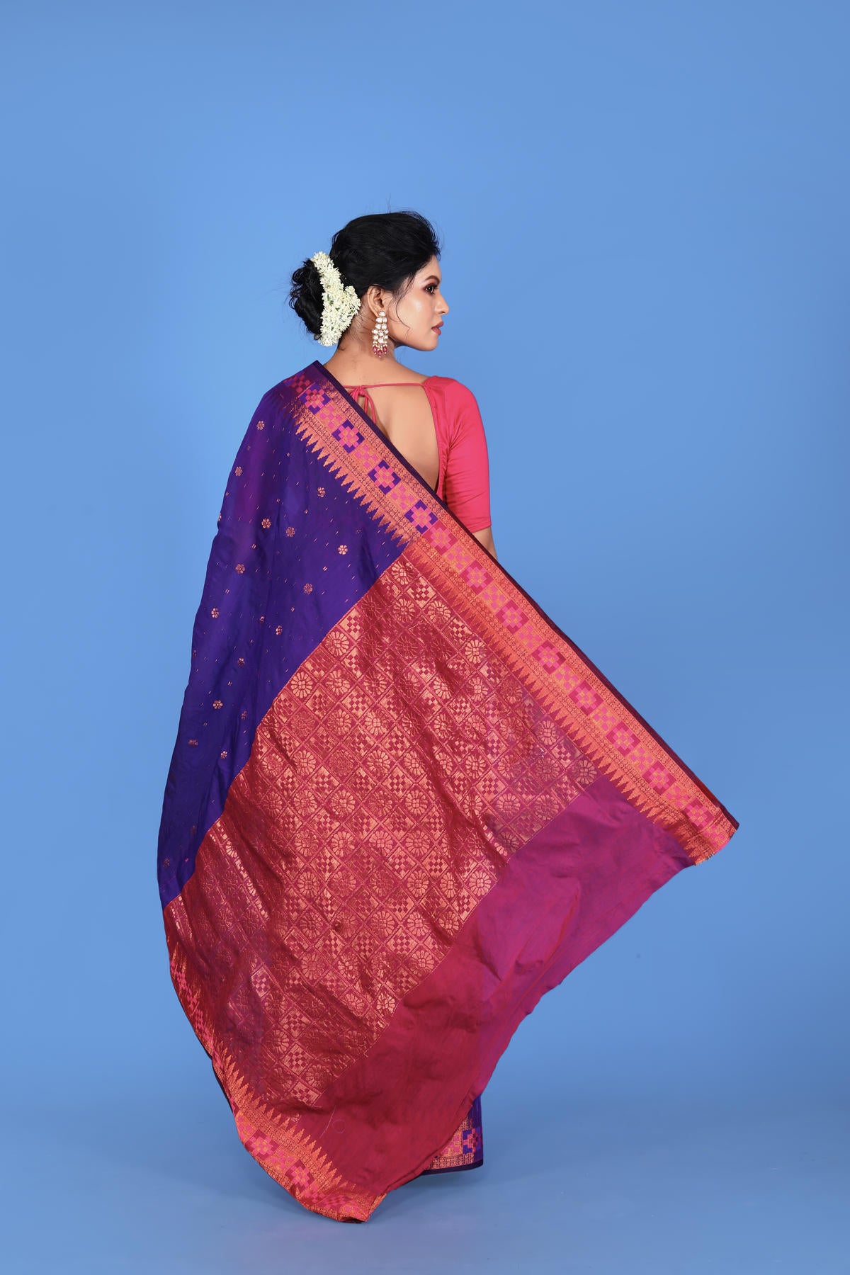 Purple Viscose cotton Banarasi Saree