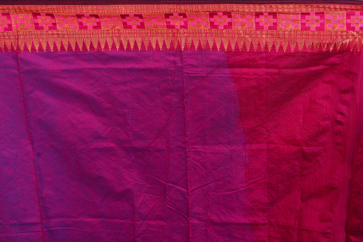 Rama Green & Red Viscose cotton Banarasi Saree