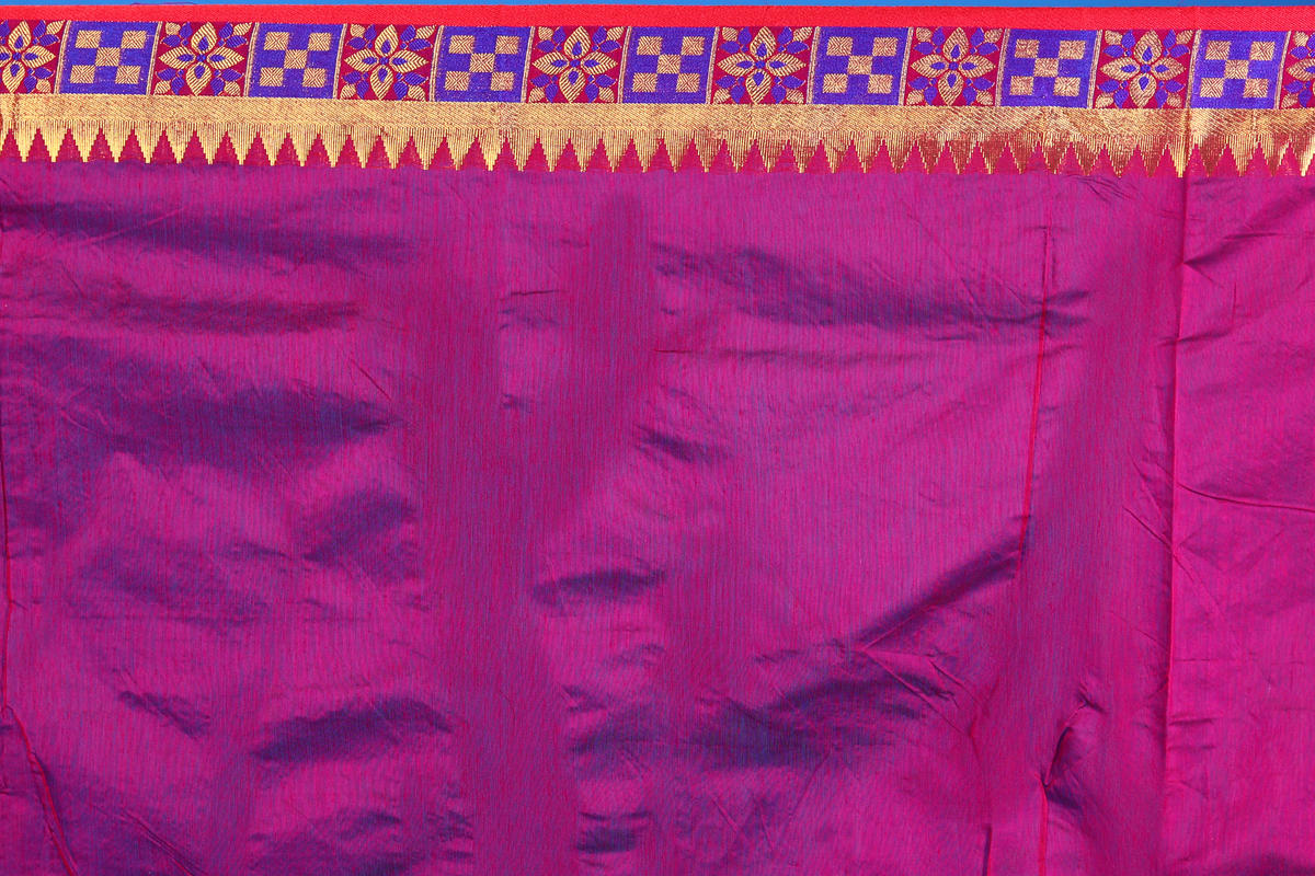 Pink-Blue Color Viscose cotton Banarasi Saree