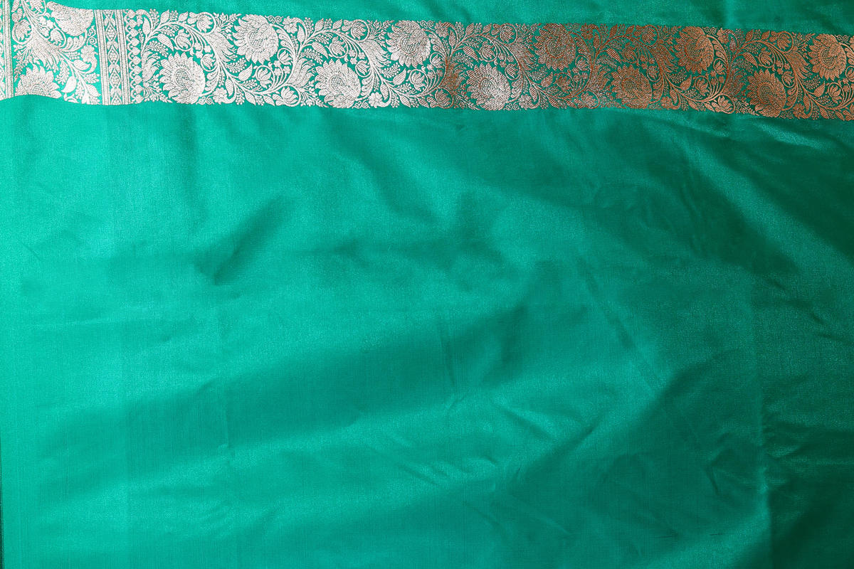 Green-Pink Banarasi Semi-Silk Saree with Zari work