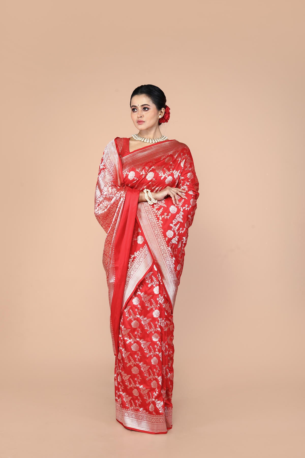 Red Pure Katan Silk Banarasi Handloom Saree with Zari work