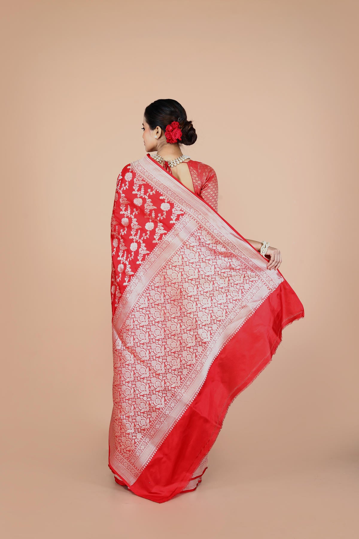 Red Pure Katan Silk Banarasi Handloom Saree with Zari work
