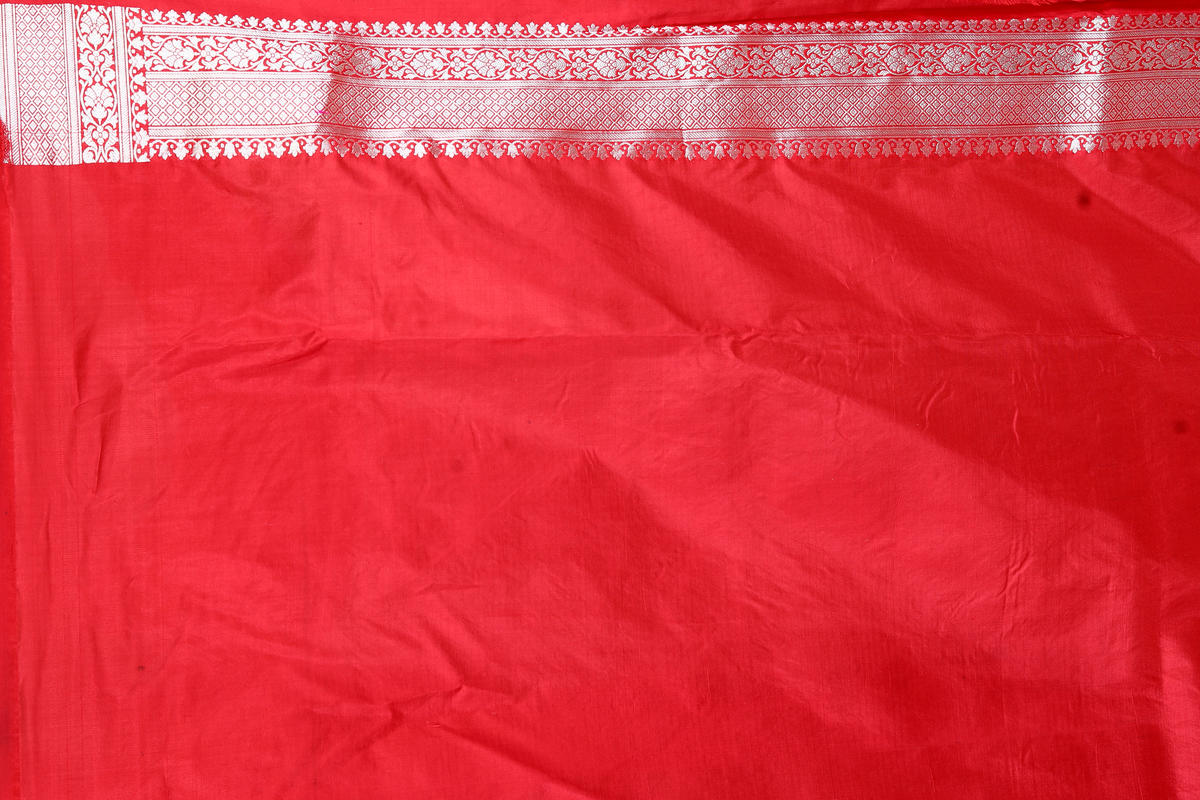 Red Pure Katan Silk Banarasi Handloom Saree with Zari work