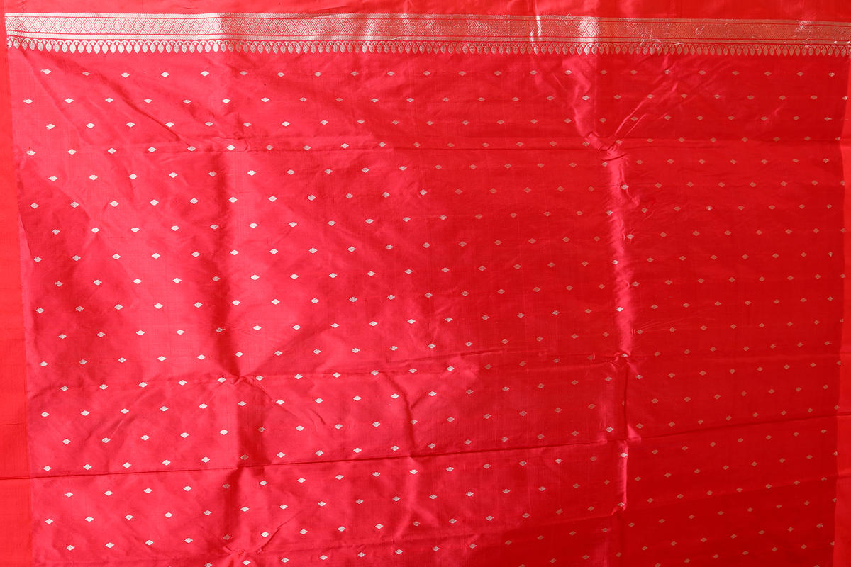 Red Bottle Green Pure Katan Silk Banarasi Handloom Saree with Zari work