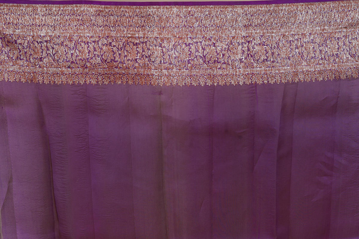 Magenta Pure Organza Silk Banarasi Handloom Saree with Zari work