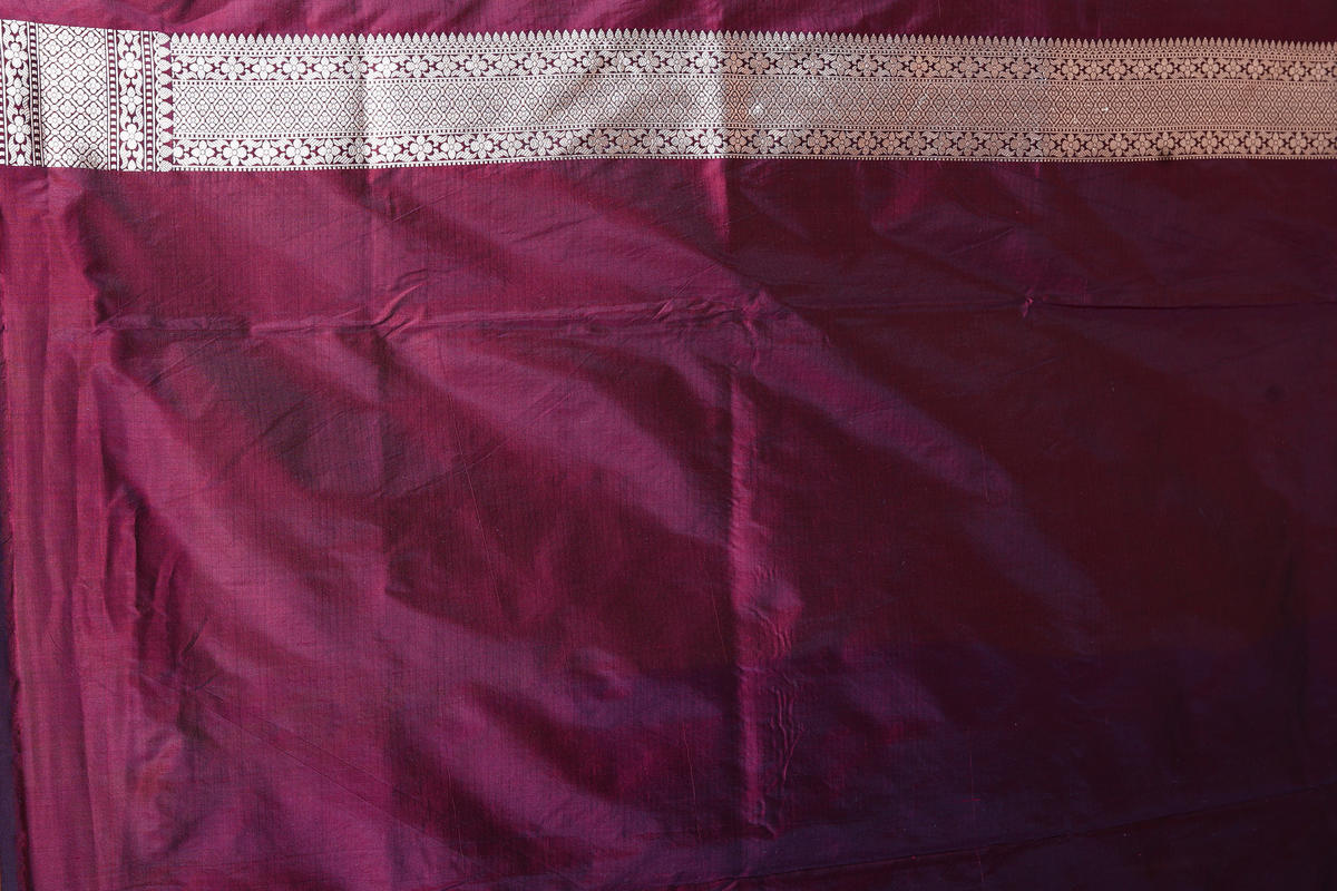 Maroon Pure Katan Silk Banarasi Handloom Saree with Zari work