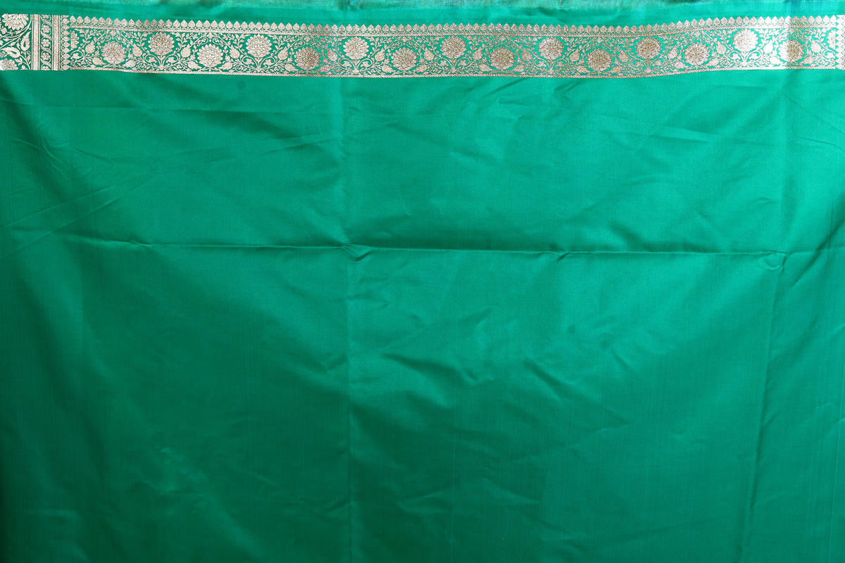Green-Maroon Banarasi Semi-Silk Saree with Zari work