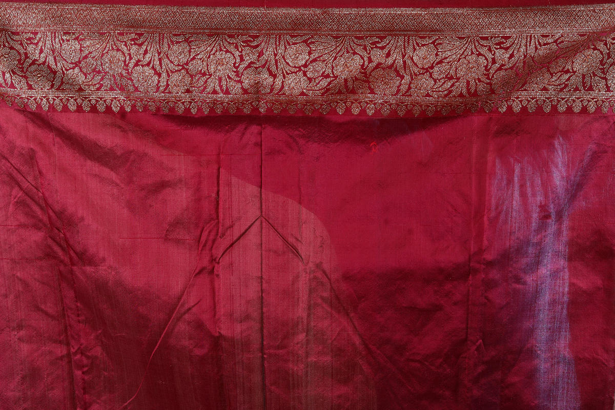 Dual Color Pure Tusser Silk Banarasi Handloom Saree with Zari work