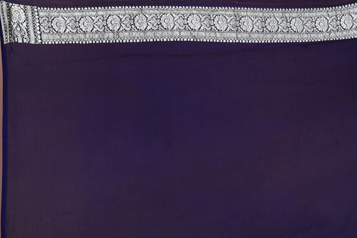 Black Pure Chiffon Silk Khaddi Georgette Banarasi Handloom Saree with Zari work