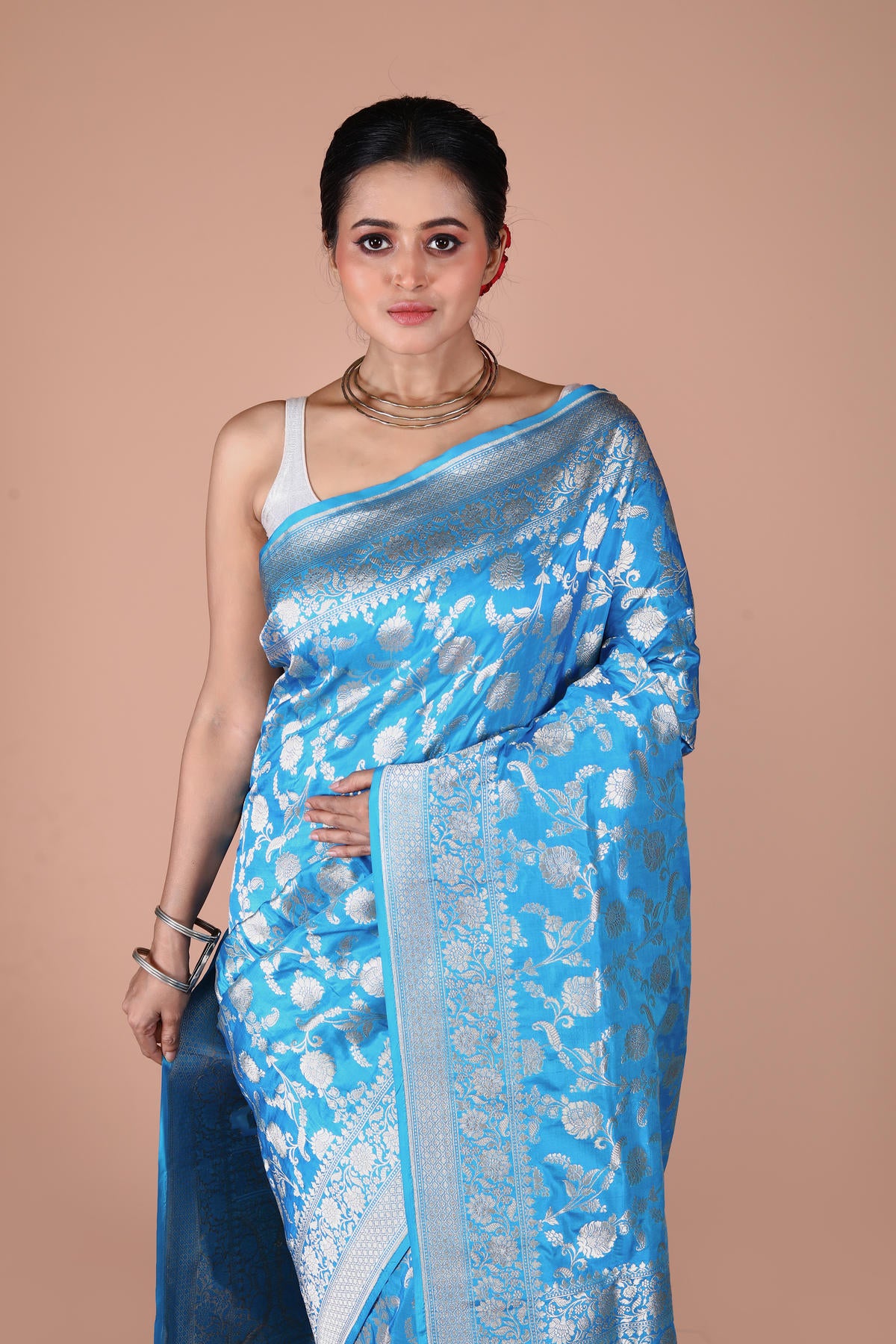 Blue Pure Katan Silk Banarasi Handloom Saree with Zari work