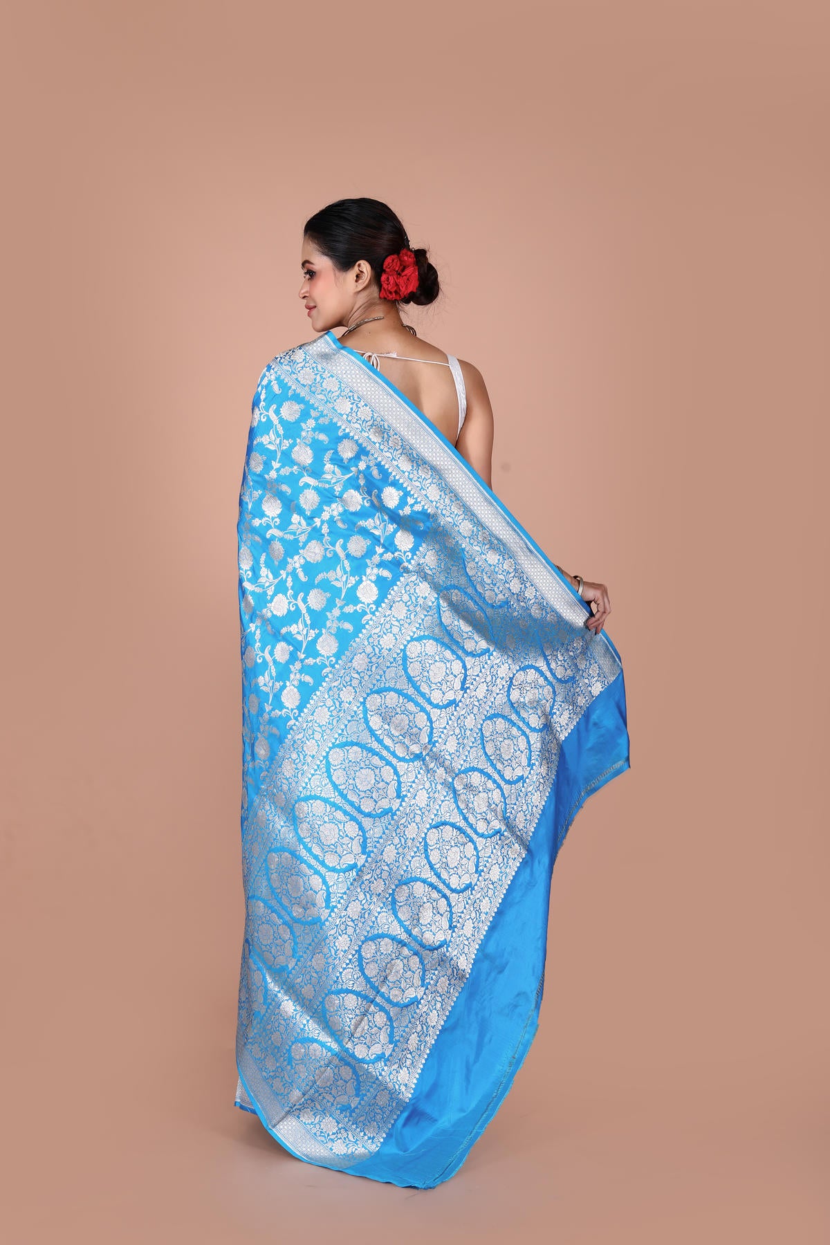 Blue Pure Katan Silk Banarasi Handloom Saree with Zari work