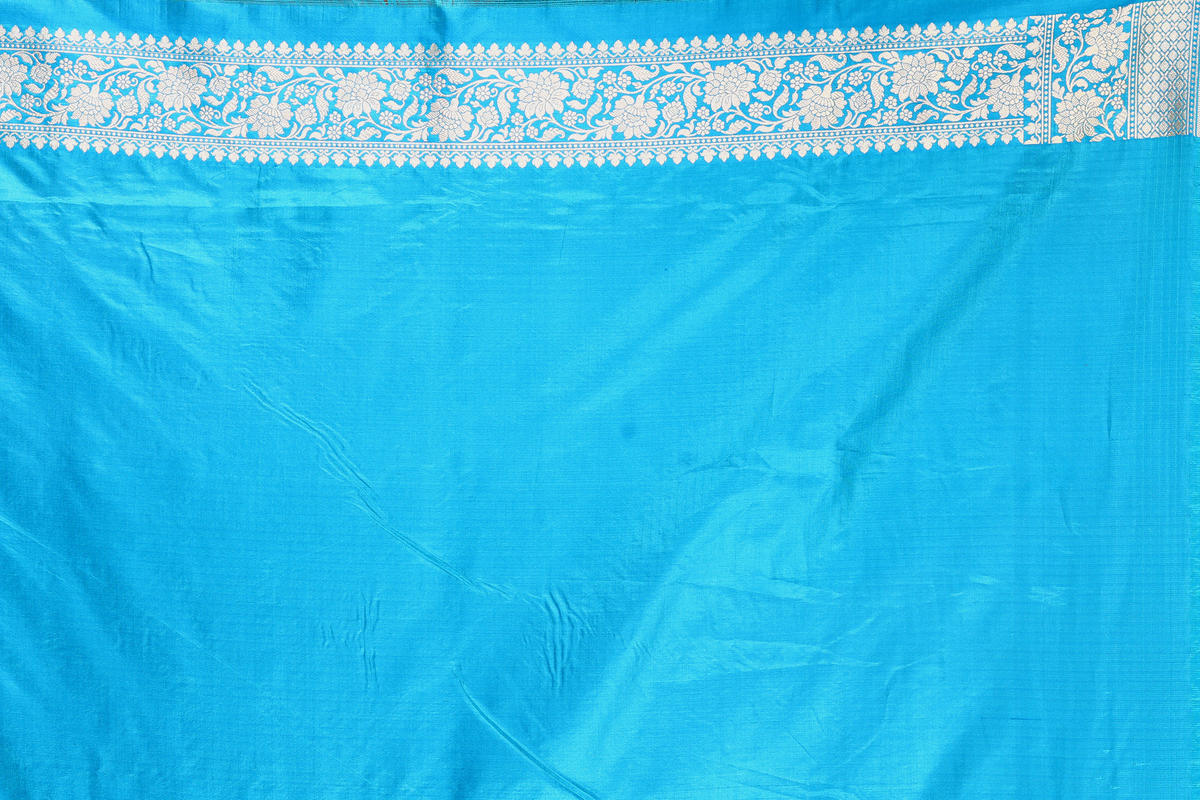 Blue Pure Katan Silk Banarasi Handloom Saree with Zari work