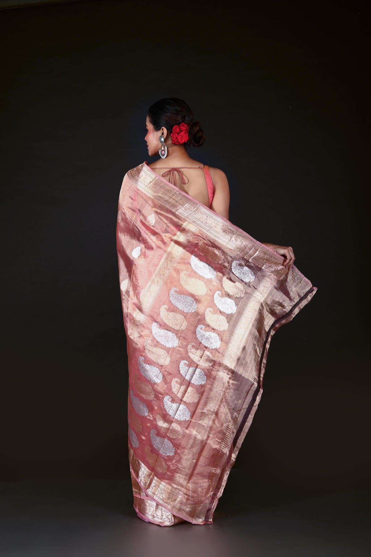 Pink Pure Tissue Silk Banarasi Handloom Saree with Zari work