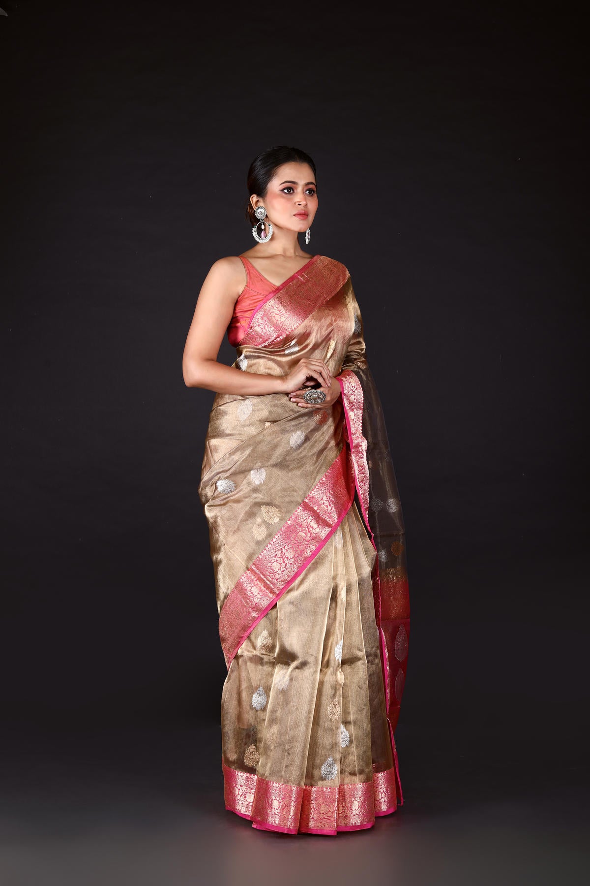 Pastel Color Pure Tissue Silk Banarasi Handloom Saree with Zari work