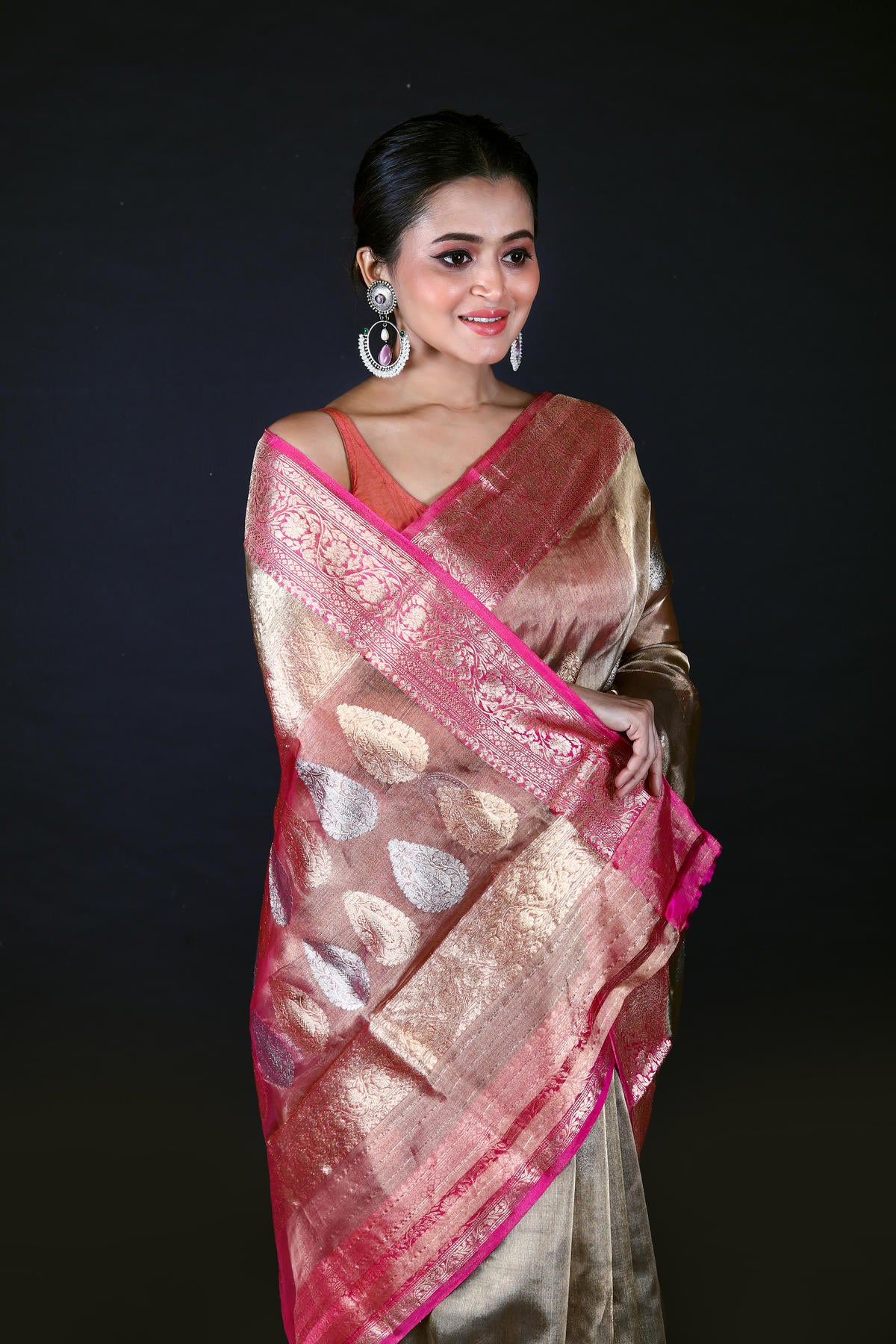 Pastel Color Pure Tissue Silk Banarasi Handloom Saree with Zari work