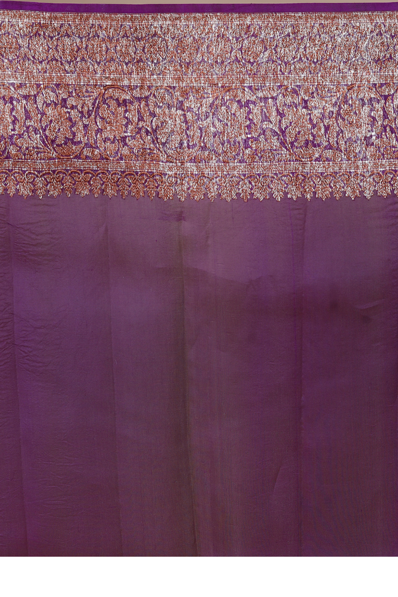 Purple Pure Organza Silk Banarasi Handloom Saree with Zari work