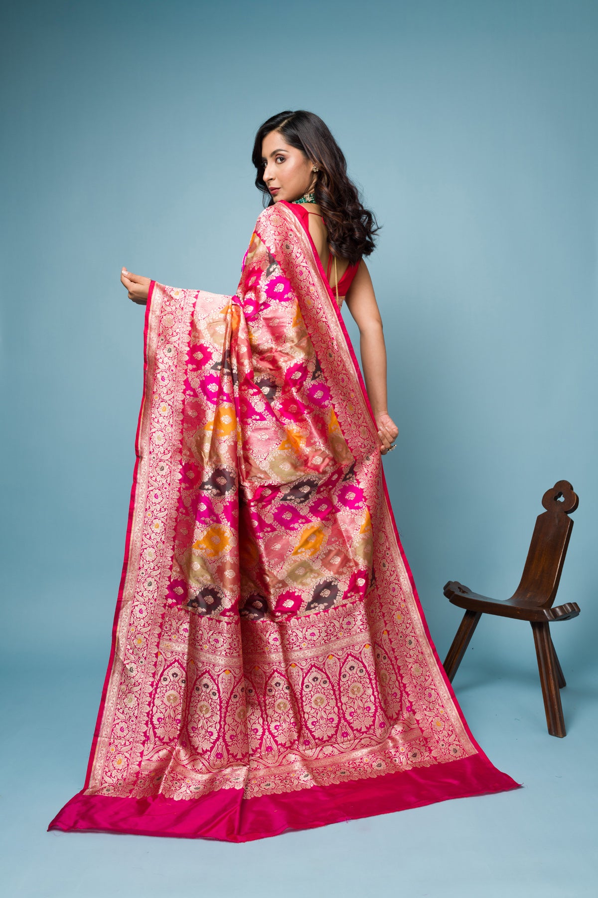 Multi-color Rangkaat Pure Katan Silk Banarasi Handloom Saree with Zari work
