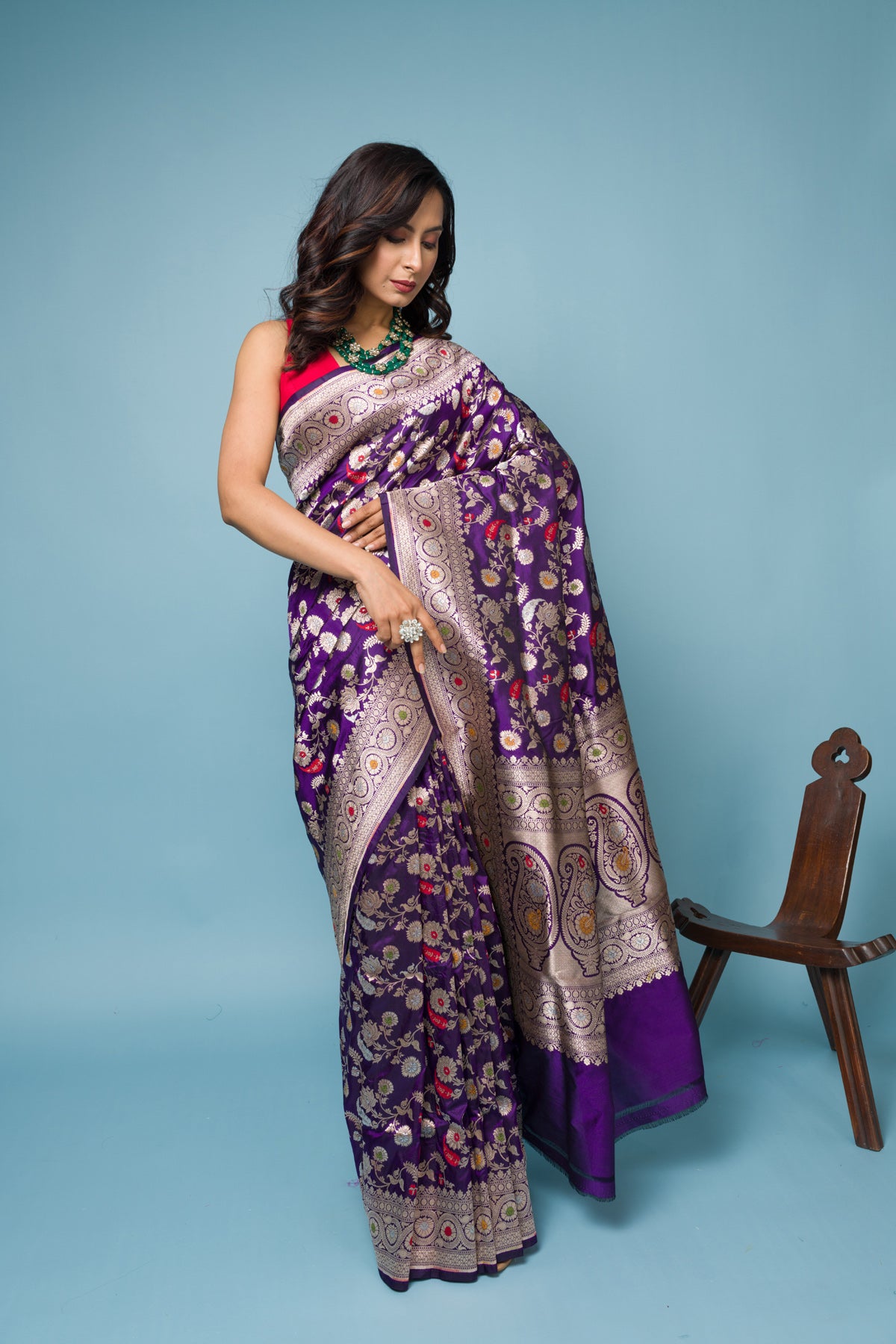 Purple Pure Katan Silk Banarasi Handloom Saree with Zari work