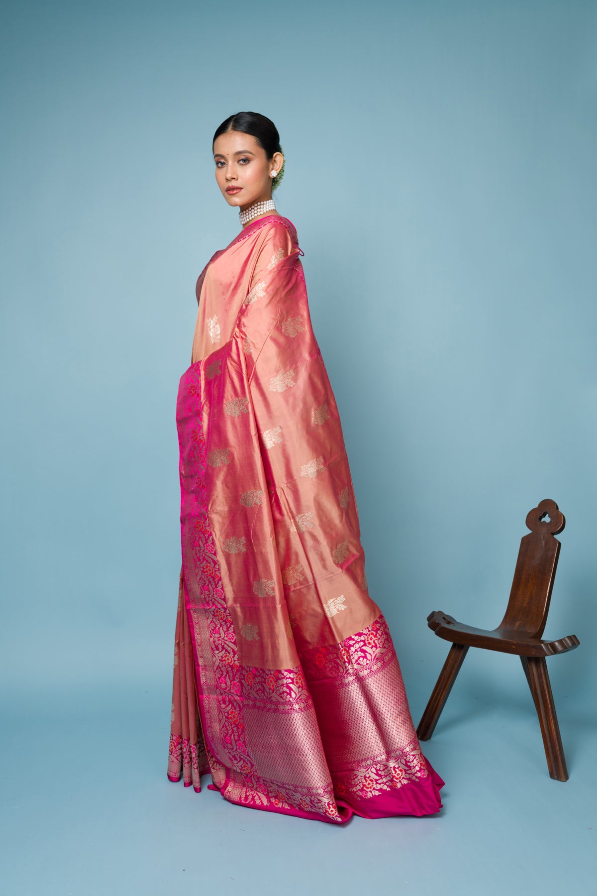Pink Pure Katan Silk Banarasi Handloom Saree with Zari work
