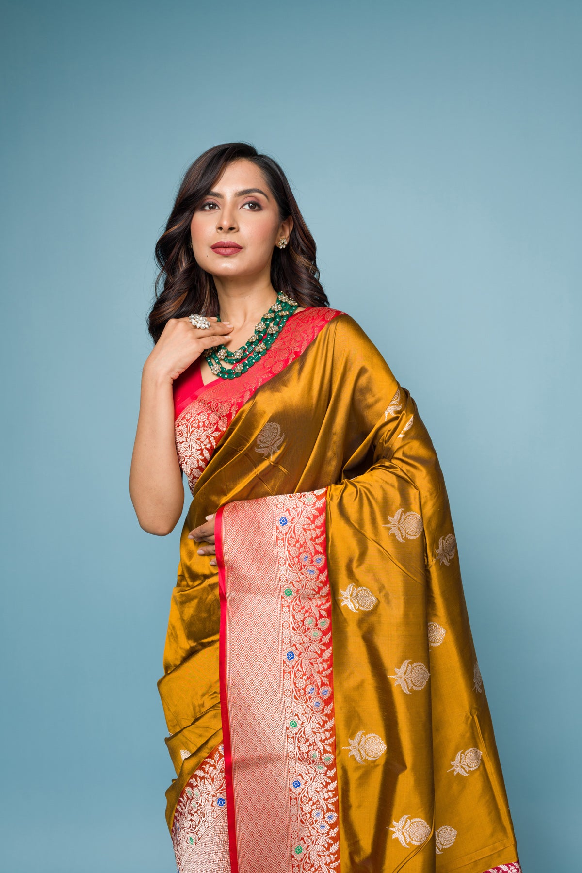 Red Musard Pure Katan Silk Banarasi Handloom Saree with Zari work