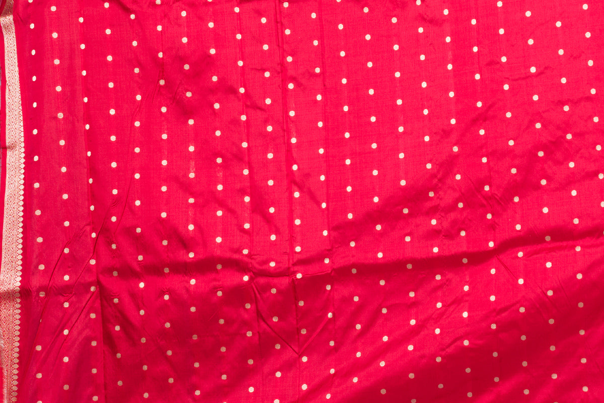 Red Musard Pure Katan Silk Banarasi Handloom Saree with Zari work
