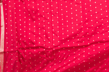 Red Musard Pure Katan Silk Banarasi Handloom Saree with Zari work